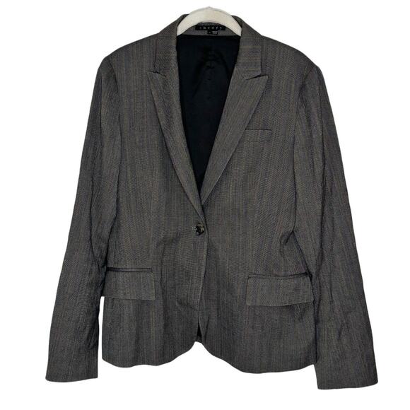 Theory Jackets & Blazers - Theory Women's One Button Wool Blend Brown Blazer Gray Size 12